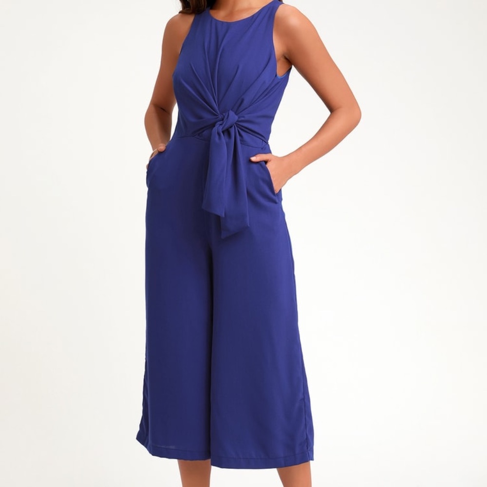 Lulus Cobalt Blue Sleeveless MIDI Jumpsuit Size sm